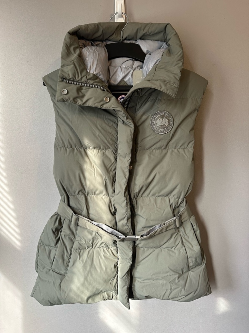 Canada Goose Olive Green Quilted Belted Puffer Vest - Women